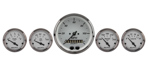 5 PC. GAUGE KIT, 3-3/8" & 2-1/16", GPS SPEEDOMETER, AMERICAN PLATINUM